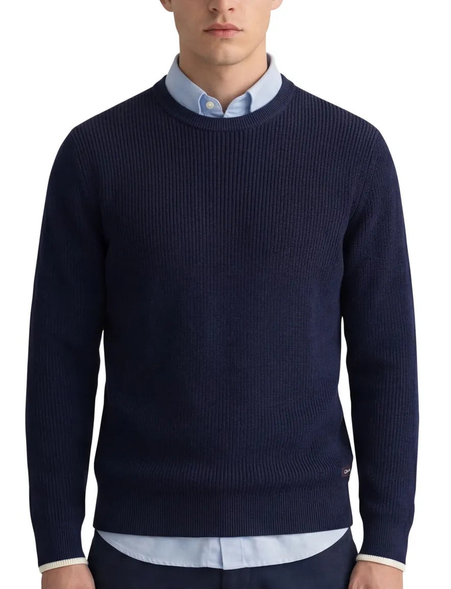 Gant ribbed trui navy