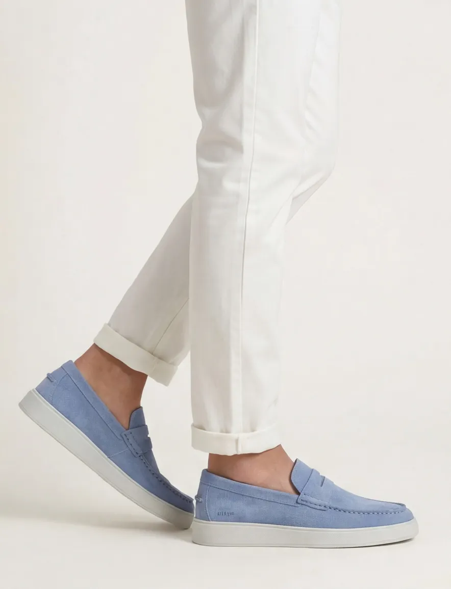 Blackstone instappers blauw leer