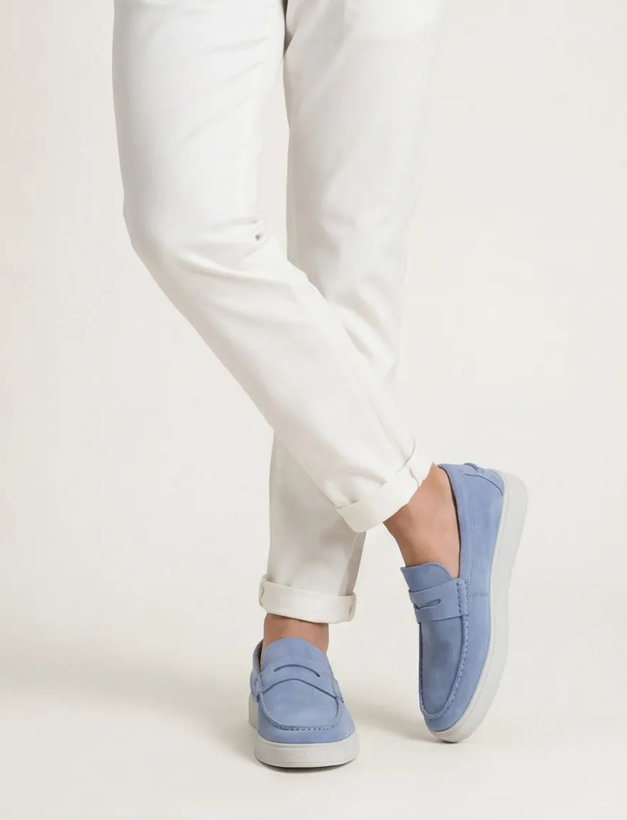 Blackstone instappers blauw leer