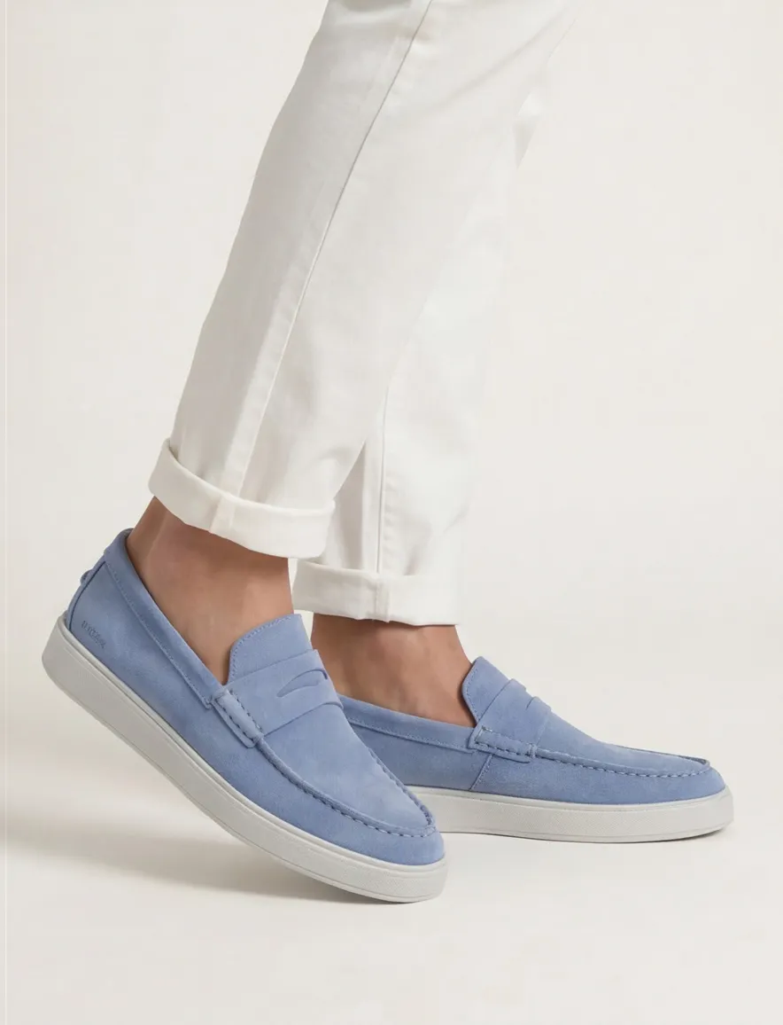 Blackstone instappers blauw leer