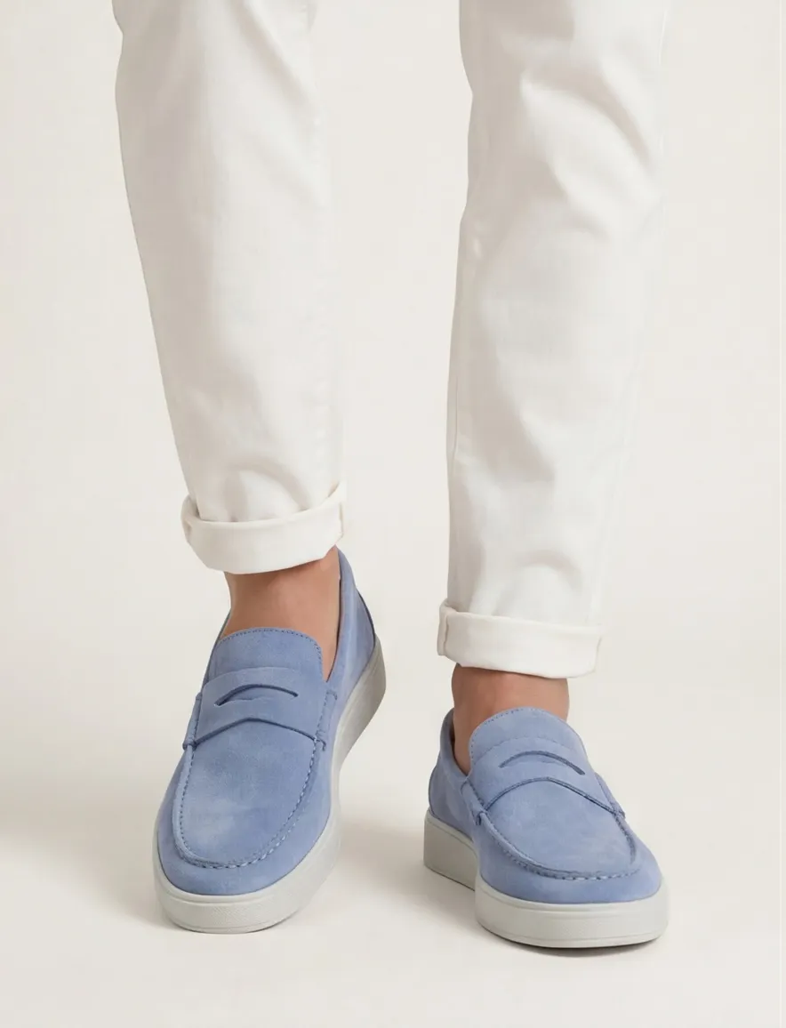 Blackstone instappers blauw leer