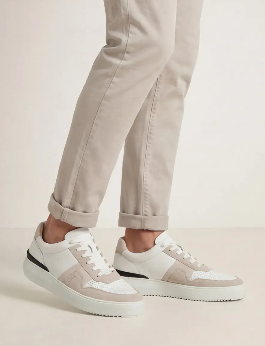 Blackstone sneakers wit beige veters