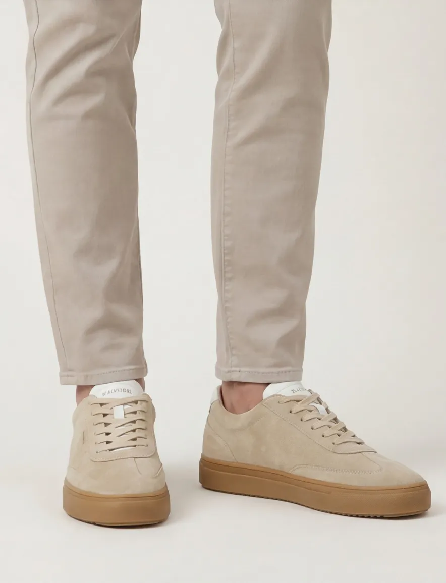 Blackstone sneakers beige effen veters