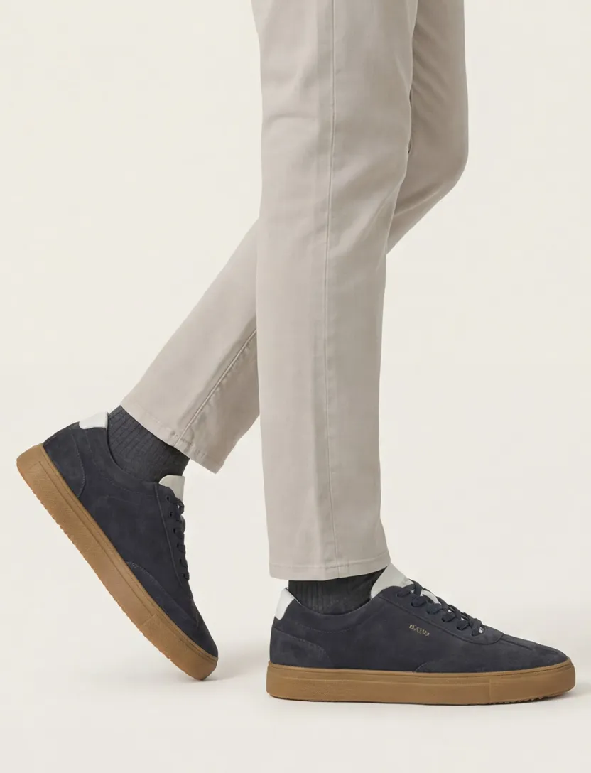 Blackstone sneakers donkerblauw effen veters
