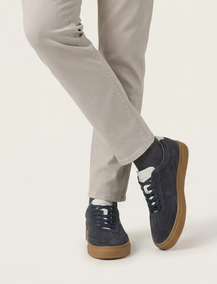 Blackstone sneakers donkerblauw effen veters