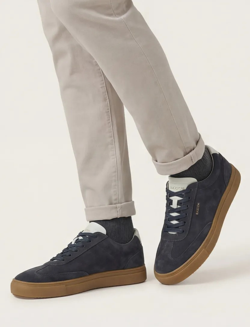 Blackstone sneakers donkerblauw effen veters