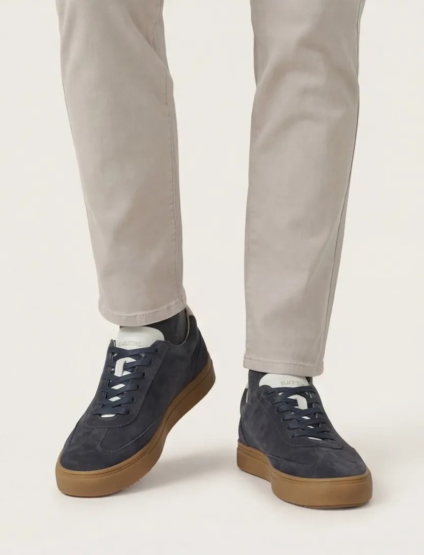 Blackstone sneakers donkerblauw effen veters