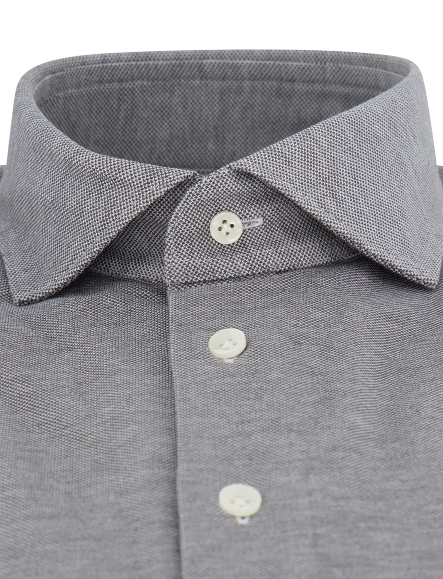 Profuomo overhemd grijs gemêleerd knitted