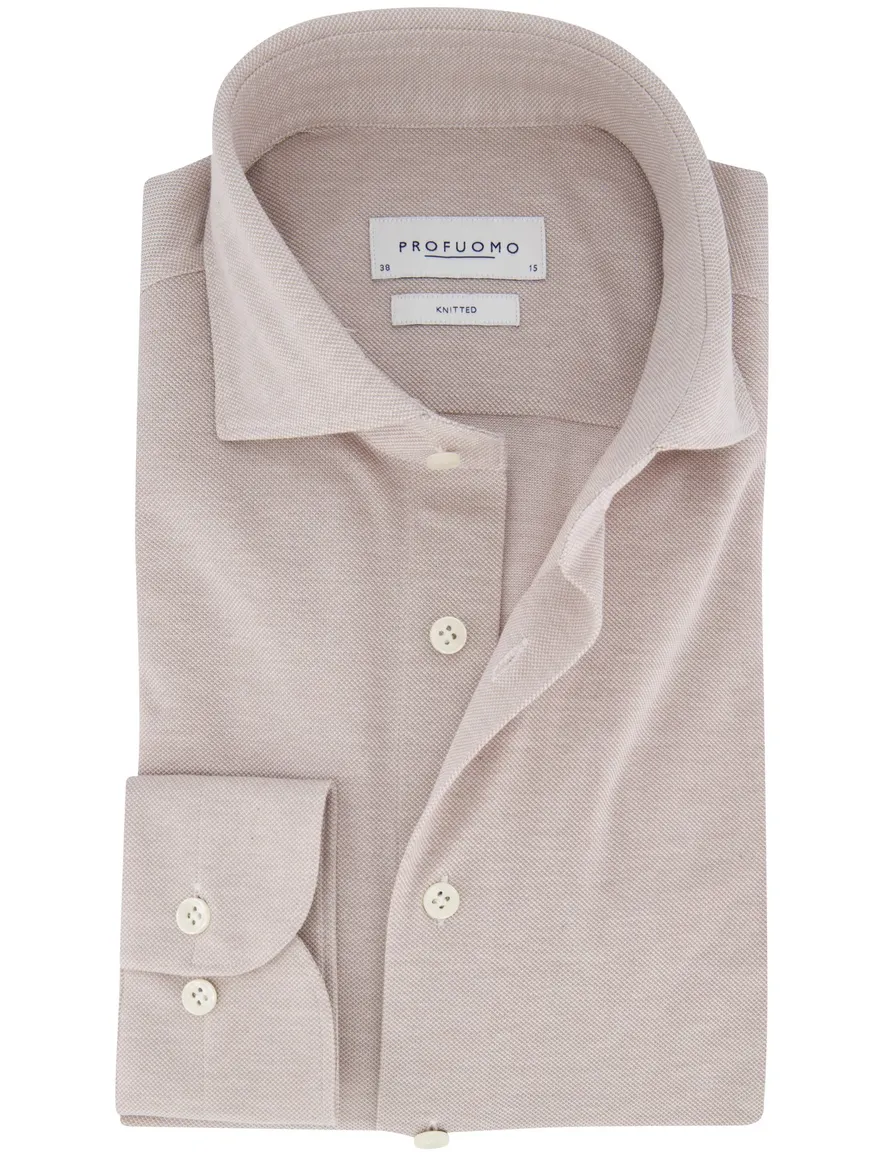 Profuomo overhemd knitted beige slim fit