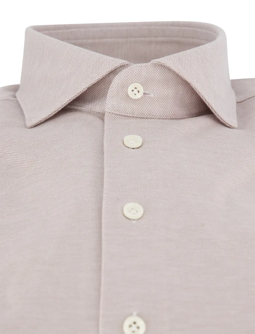 Profuomo overhemd knitted beige slim fit