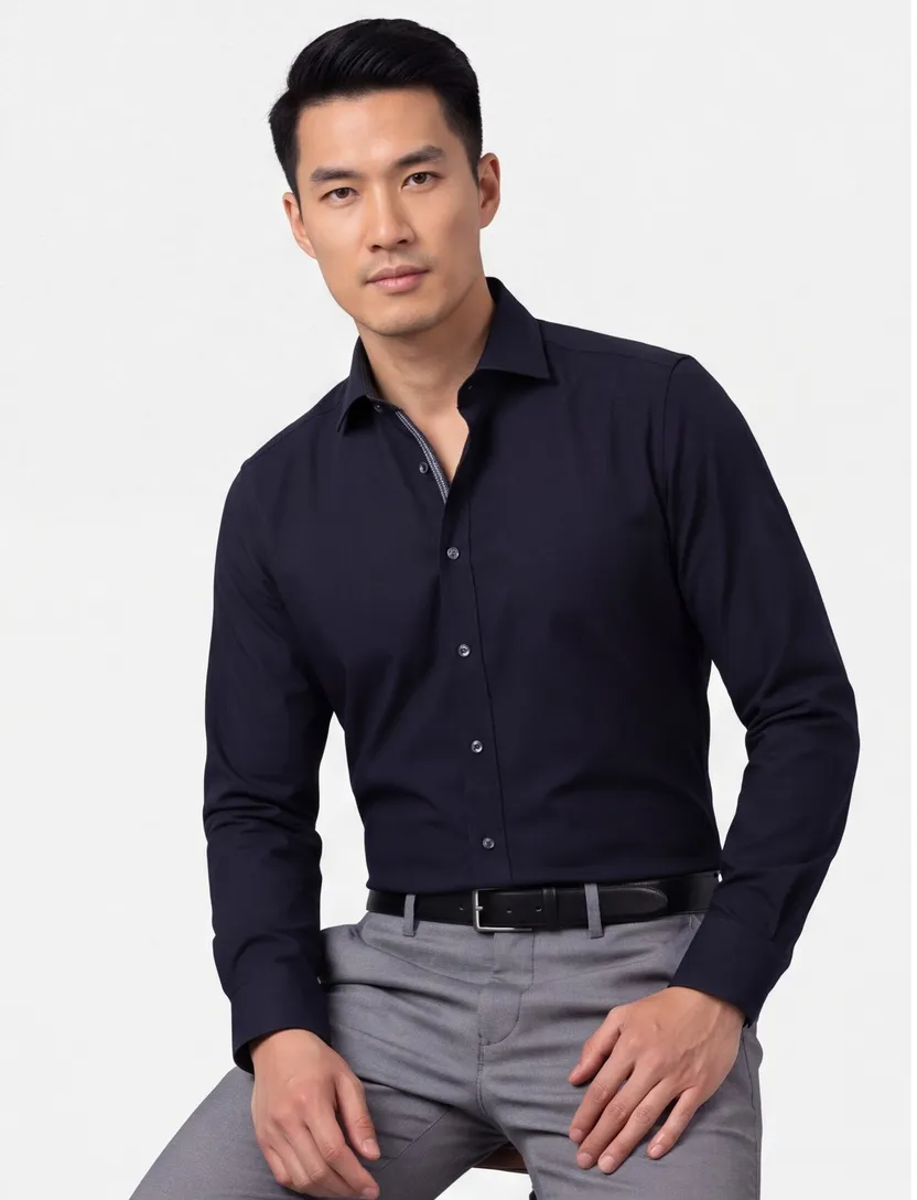 overhemd Olymp slim fit effen zwart katoen