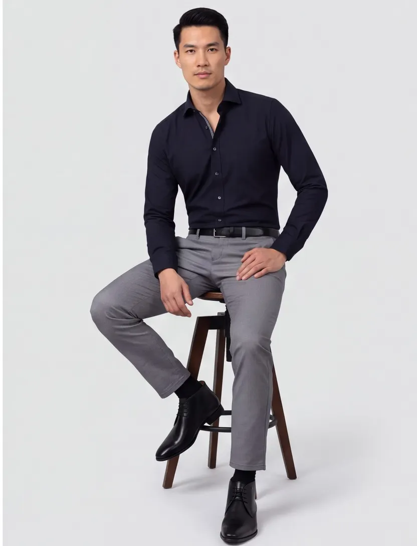 overhemd Olymp slim fit effen zwart katoen