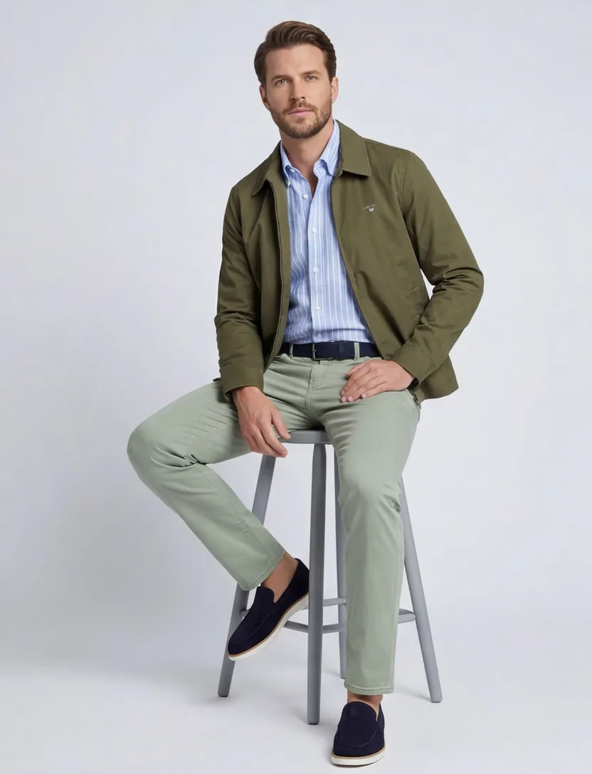 Gant jack moss groen effen katoen zomer