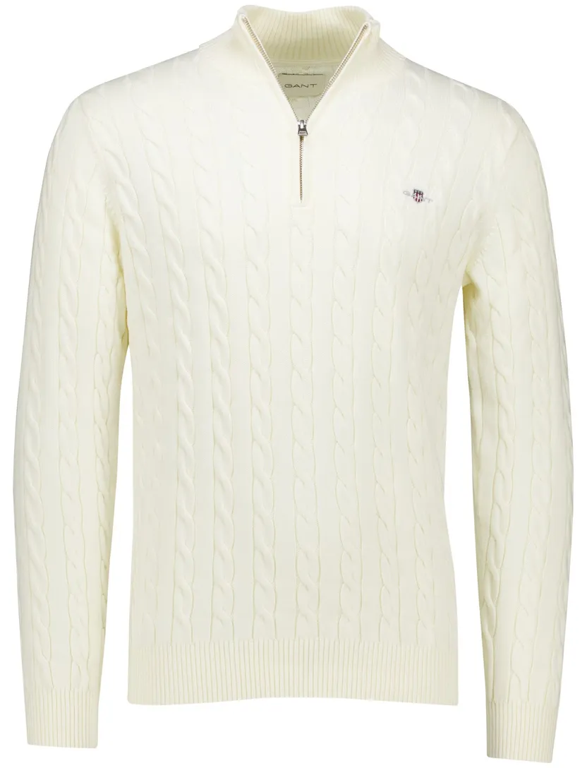 Gant trui beige half zip 100% katoen
