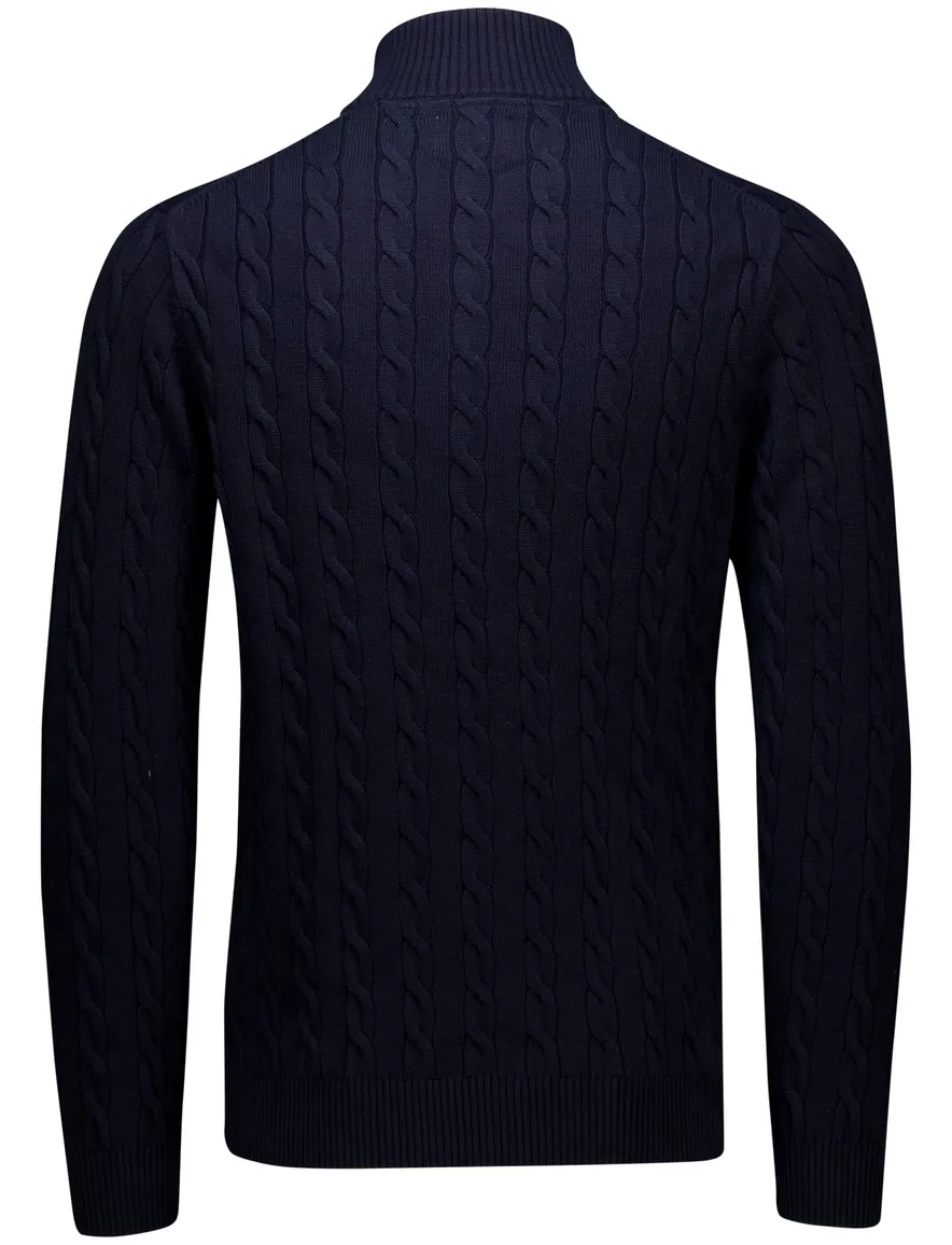 Gant trui half zip donkerblauw kabel