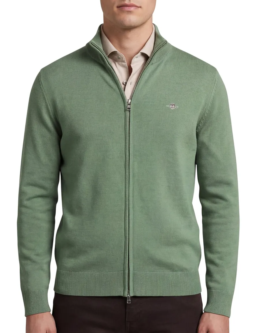 Gant vest groen dubbele rits