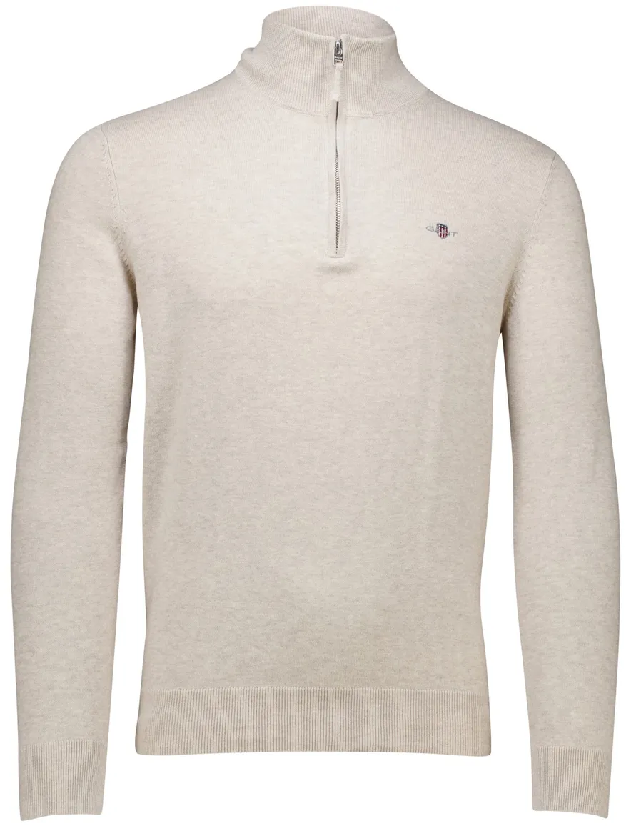 Gant half zip trui beige