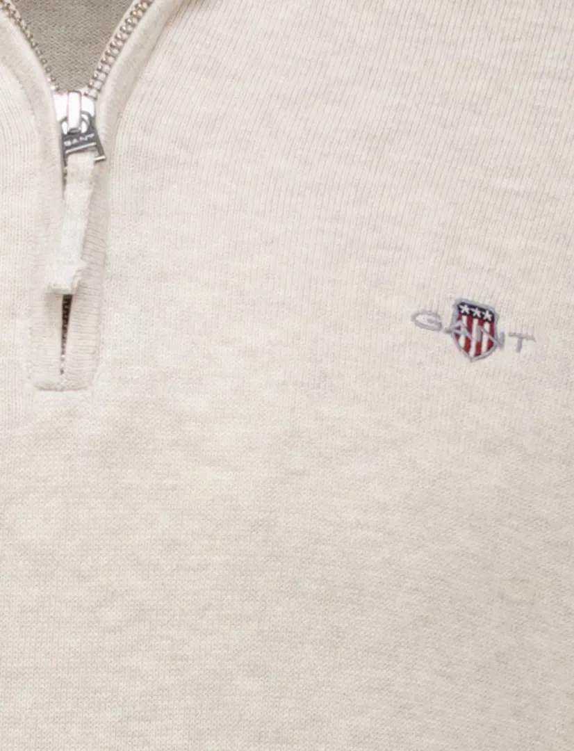 katoenen Gant half zip trui effen beige normale fit | Schulte