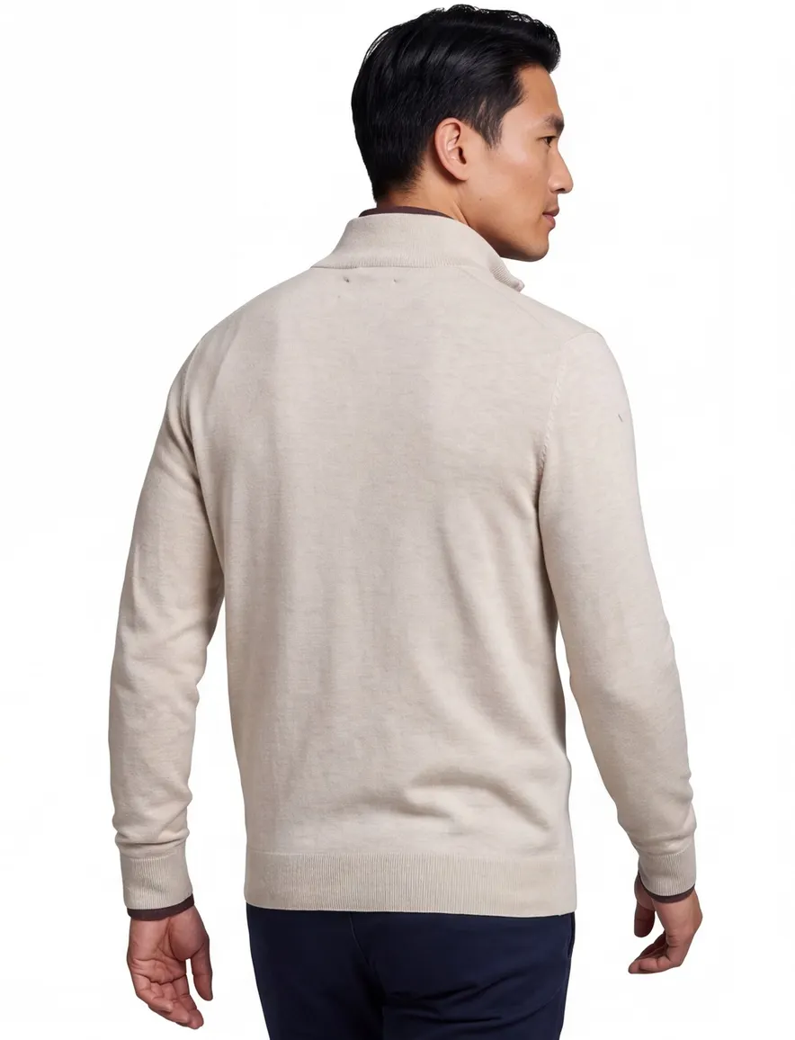 katoenen Gant half zip trui effen beige normale fit