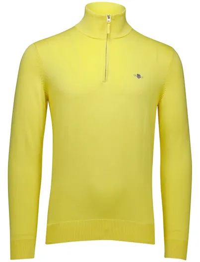 Gant Gant half zip trui geel normale fit katoen