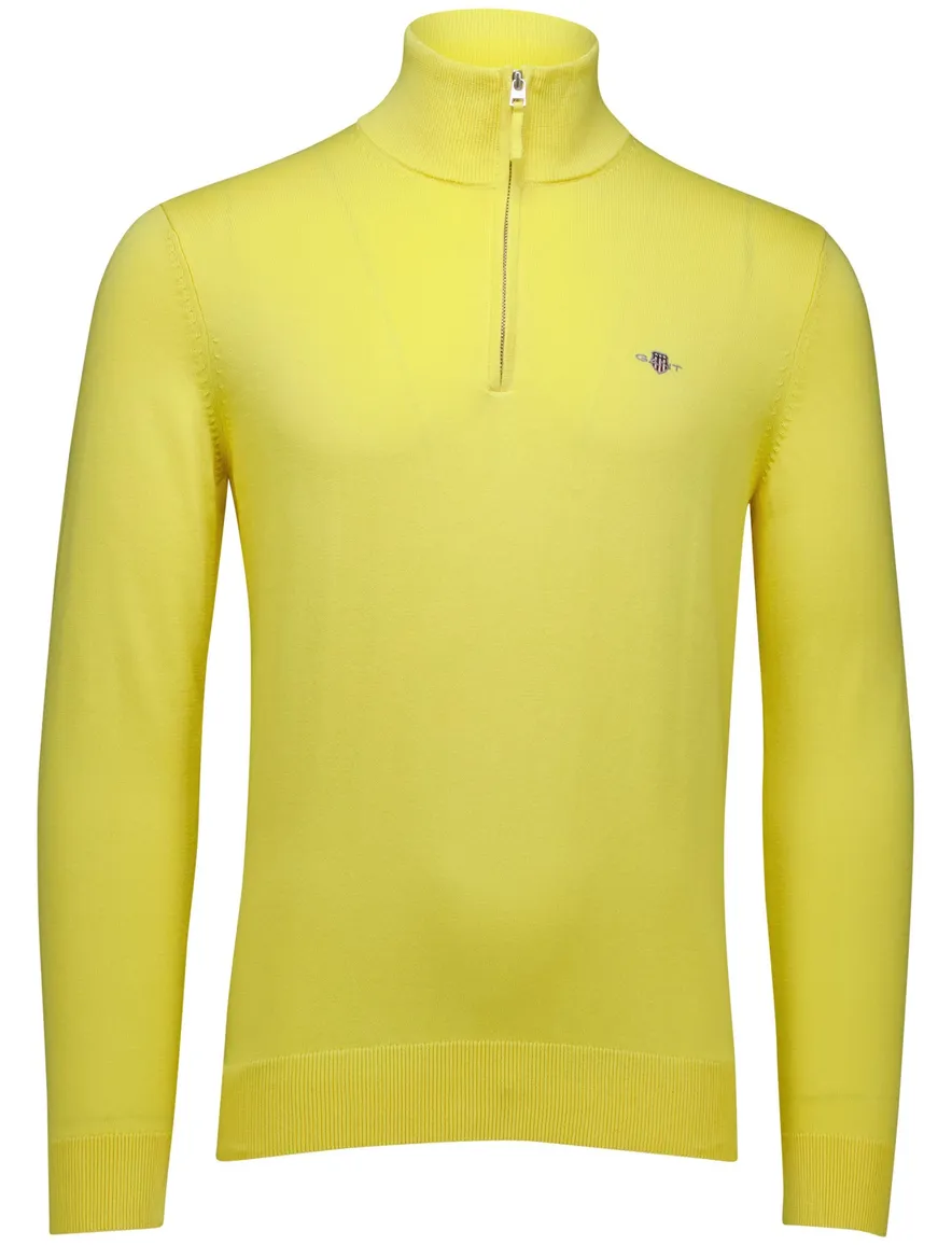 Gant half zip trui geel normale fit katoen