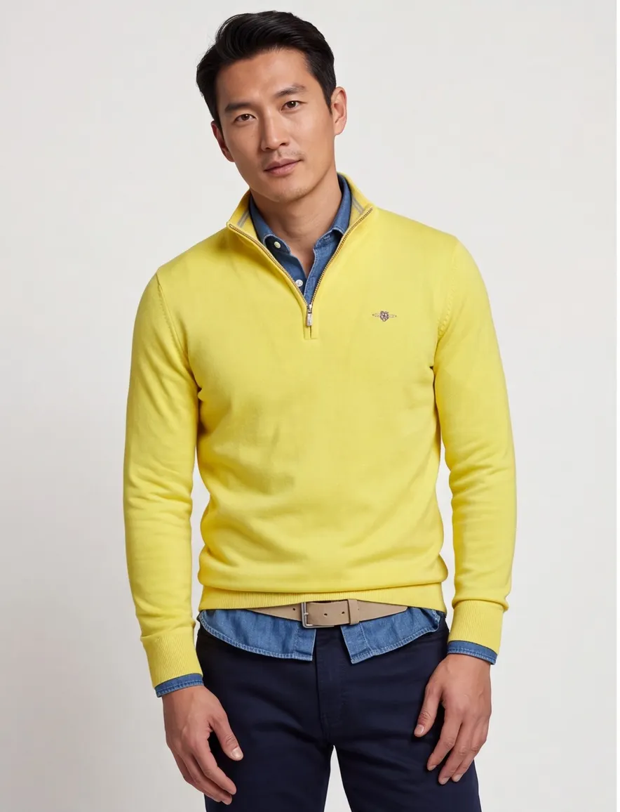 Gant half zip trui geel
