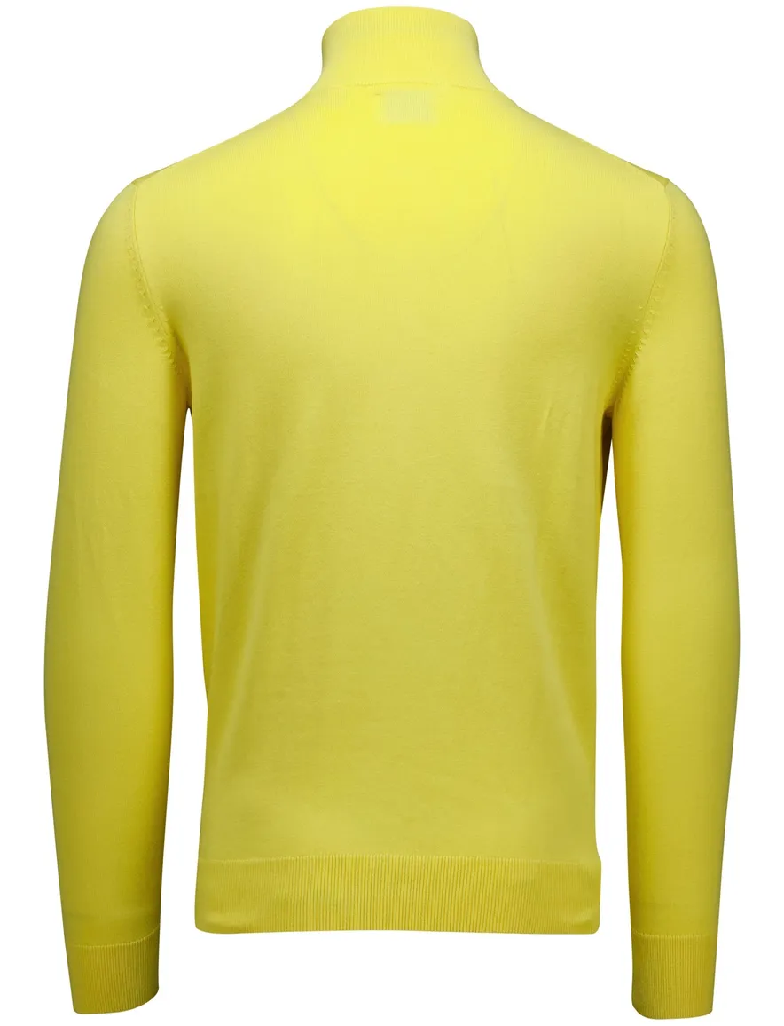 Gant half zip trui geel normale fit katoen