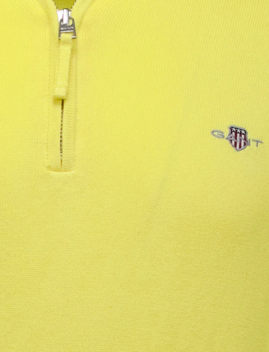 Gant half zip trui geel normale fit katoen