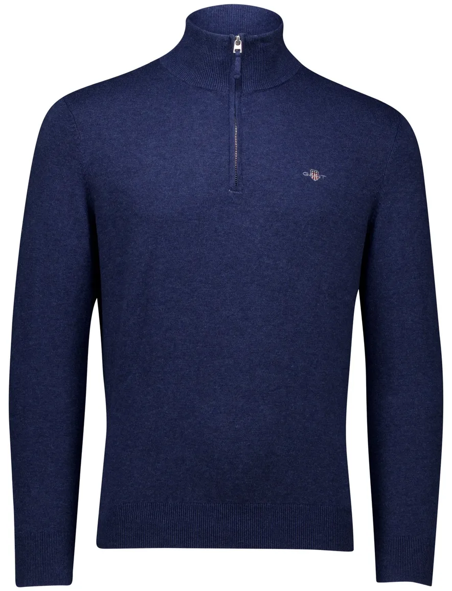 Gant half zip trui donkerblauw katoen normale fit