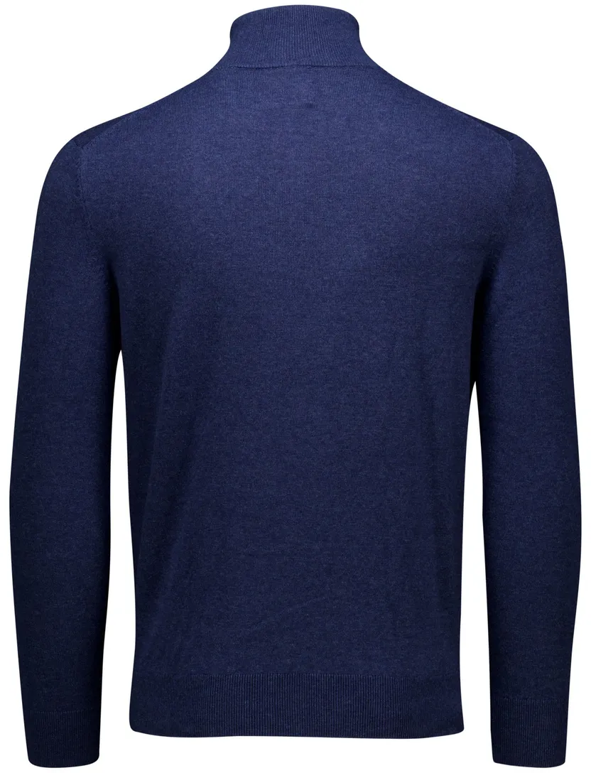 katoenen Gant half zip trui blauw effen normale fit