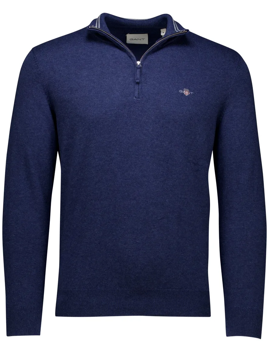 Gant half zip trui blauw katoen