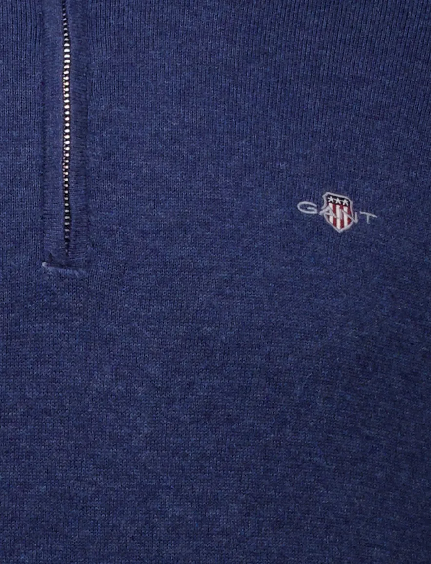Gant half zip trui donkerblauw katoen normale fit