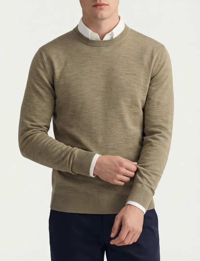 Gant sunfaded crew neck khaki normale fit