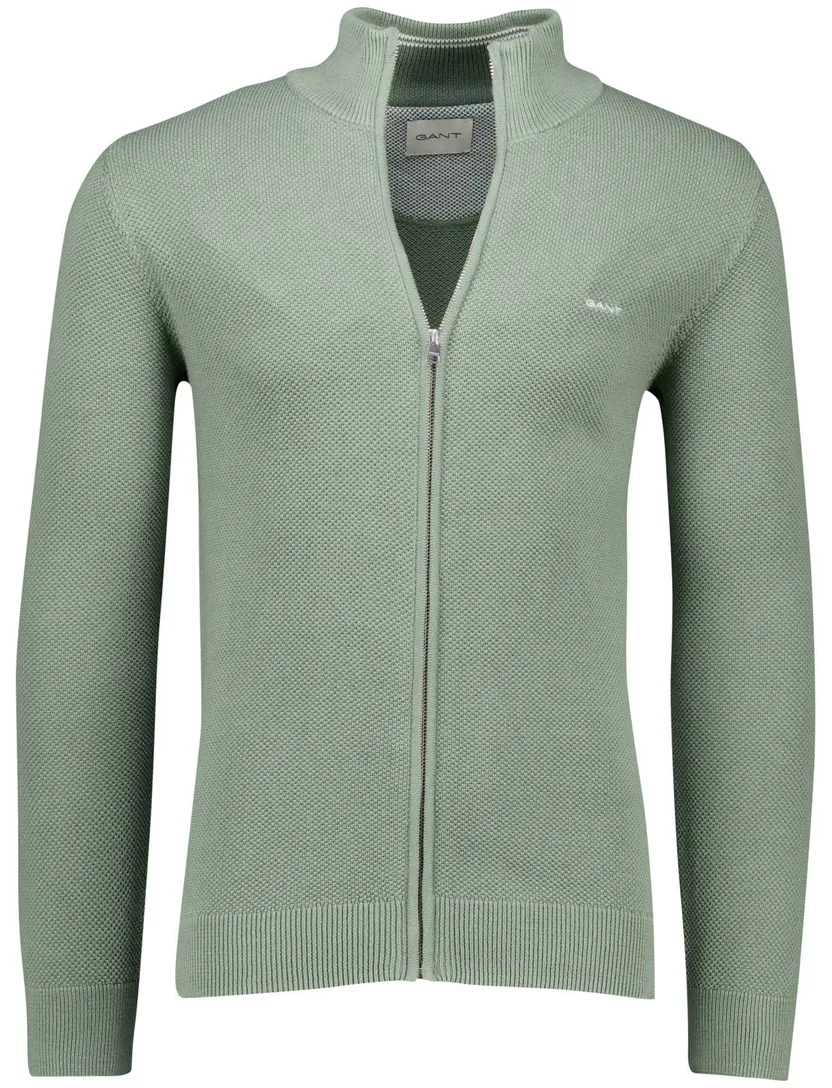 katoenen Gant vest groen normale fit gebreid