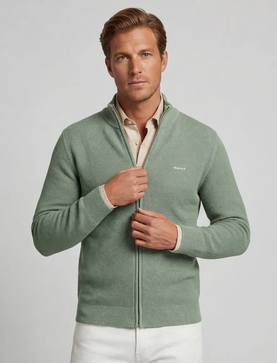 Gant vest groen pique katoen