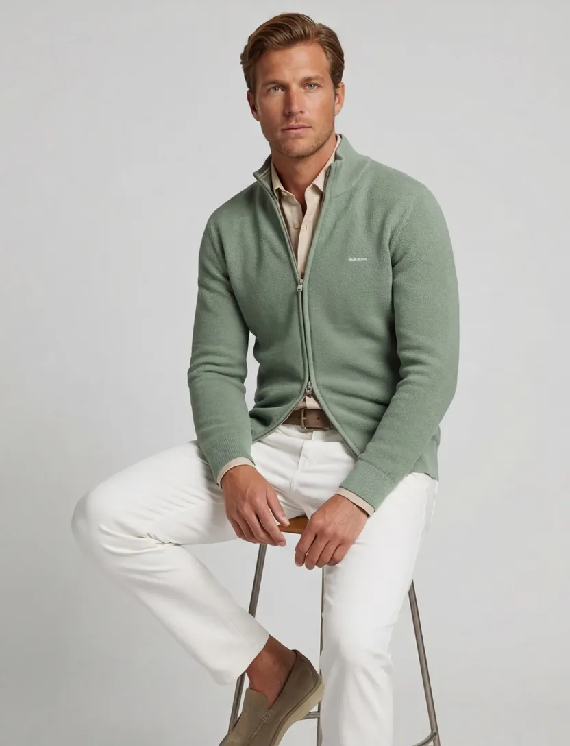 katoenen Gant vest groen normale fit gebreid