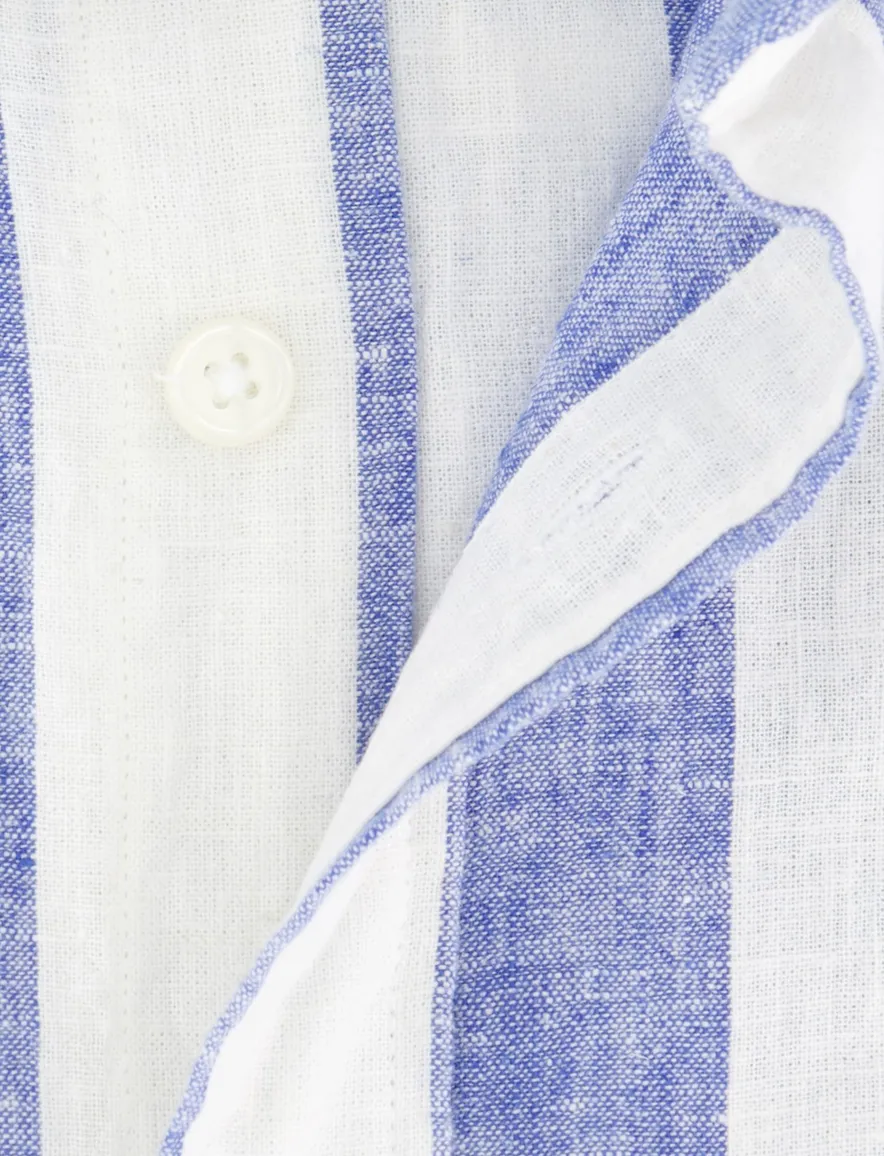 Gant Regular Fit overhemd blauw gestreept linnen