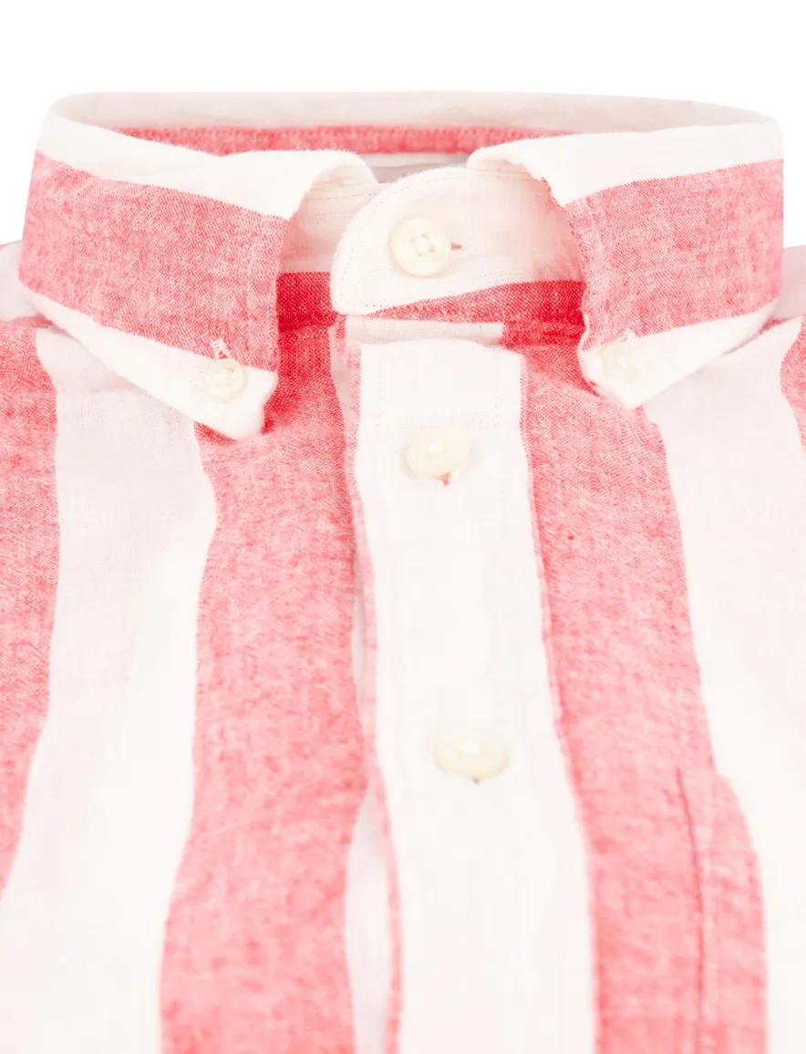 Gant overhemd rood wit gestreept wijde fit