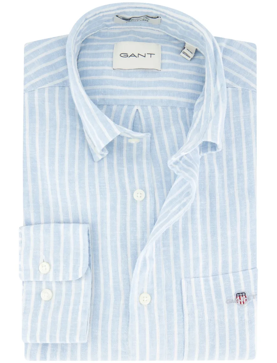 Gant overhemd lichtblauw gestreept button-down