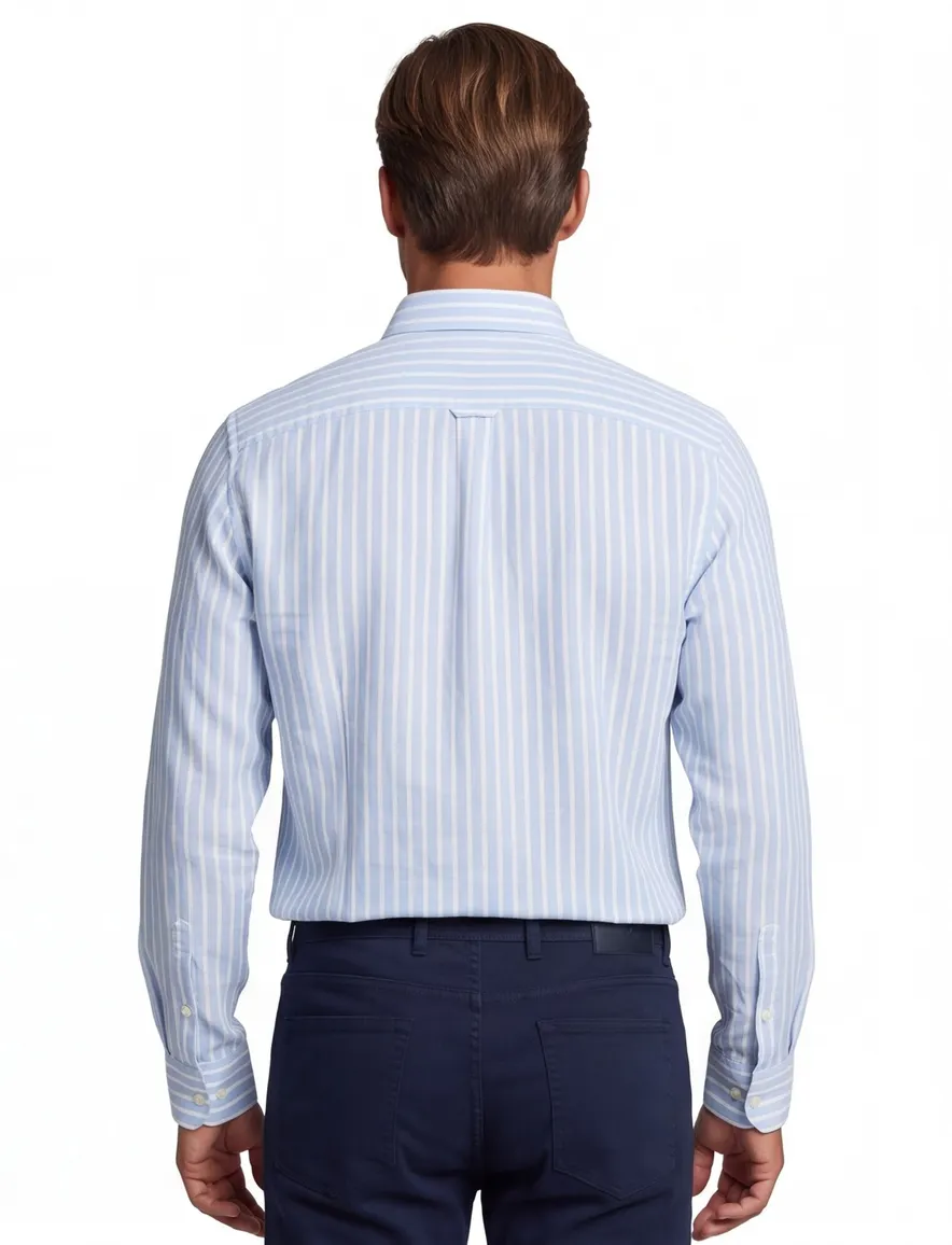 Gant overhemd lichtblauw gestreept button-down