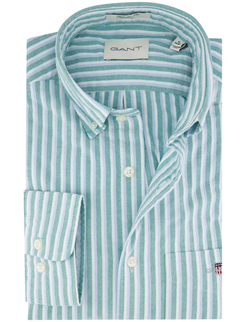 Gant blauw groen gestreept overhemd