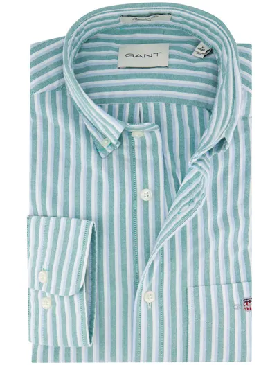 Gant Gant overhemd blauw groen gestreept