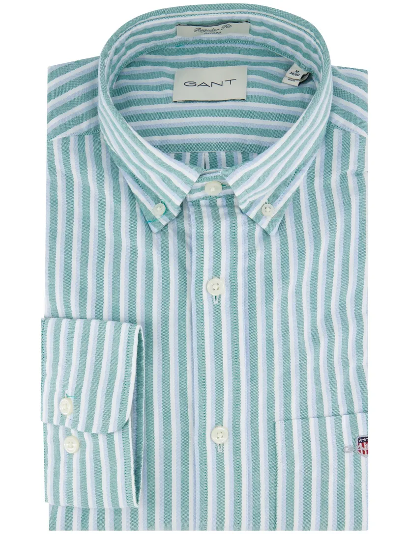 Gant blauw groen gestreept overhemd