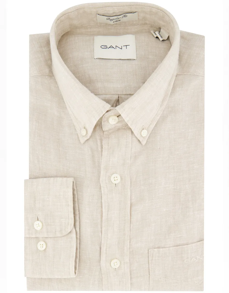 Gant overhemd beige linnen