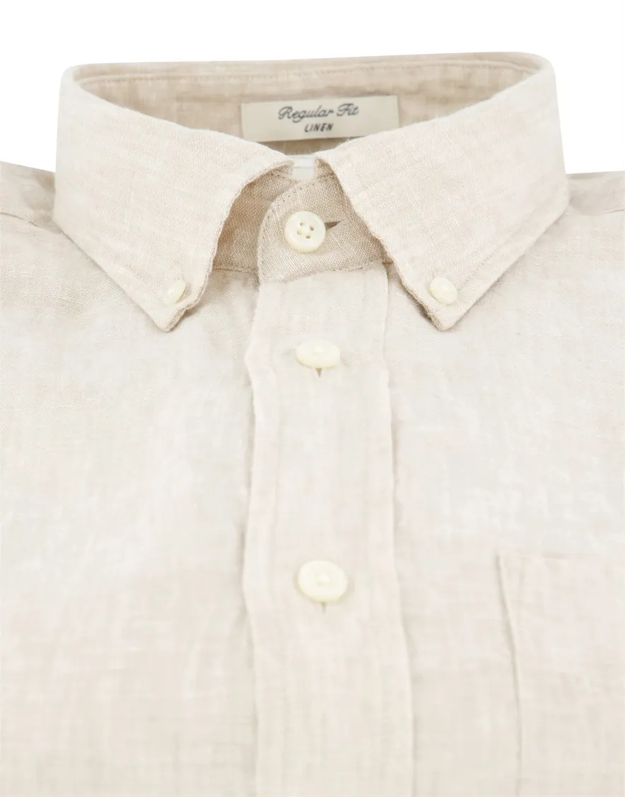 Gant overhemd beige linnen