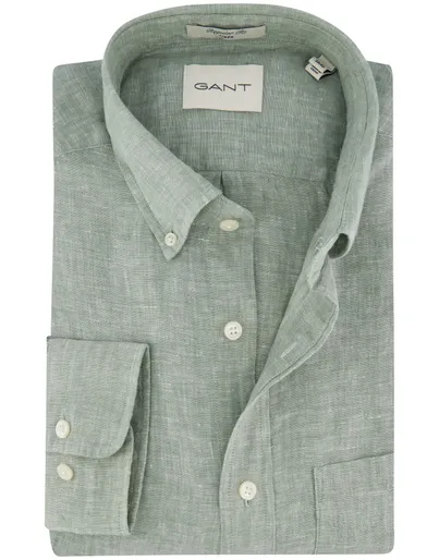 Gant Gant overhemd groen linnen regular fit
