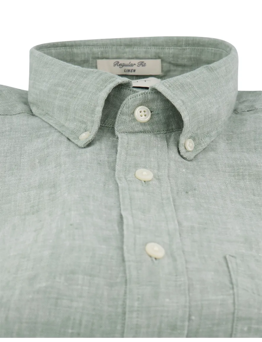 Gant overhemd groen linnen regular fit