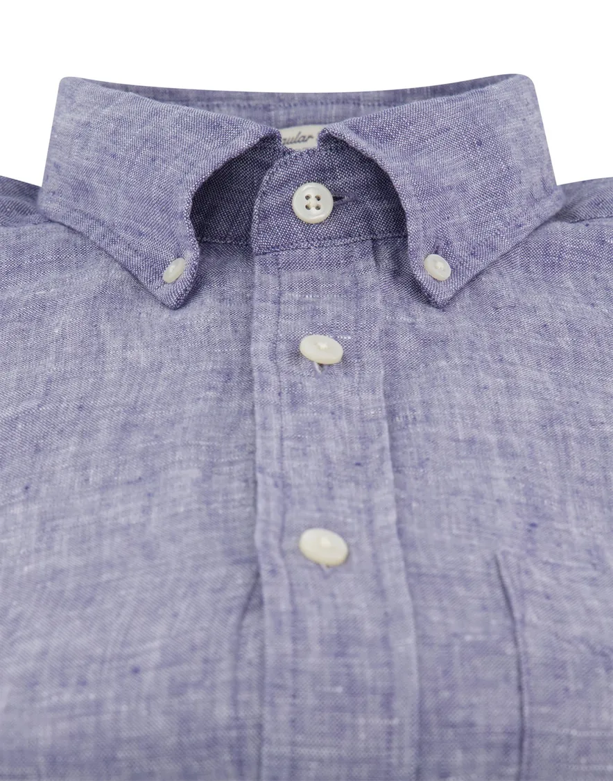 Gant overhemd donkerblauw linnen lange mouw