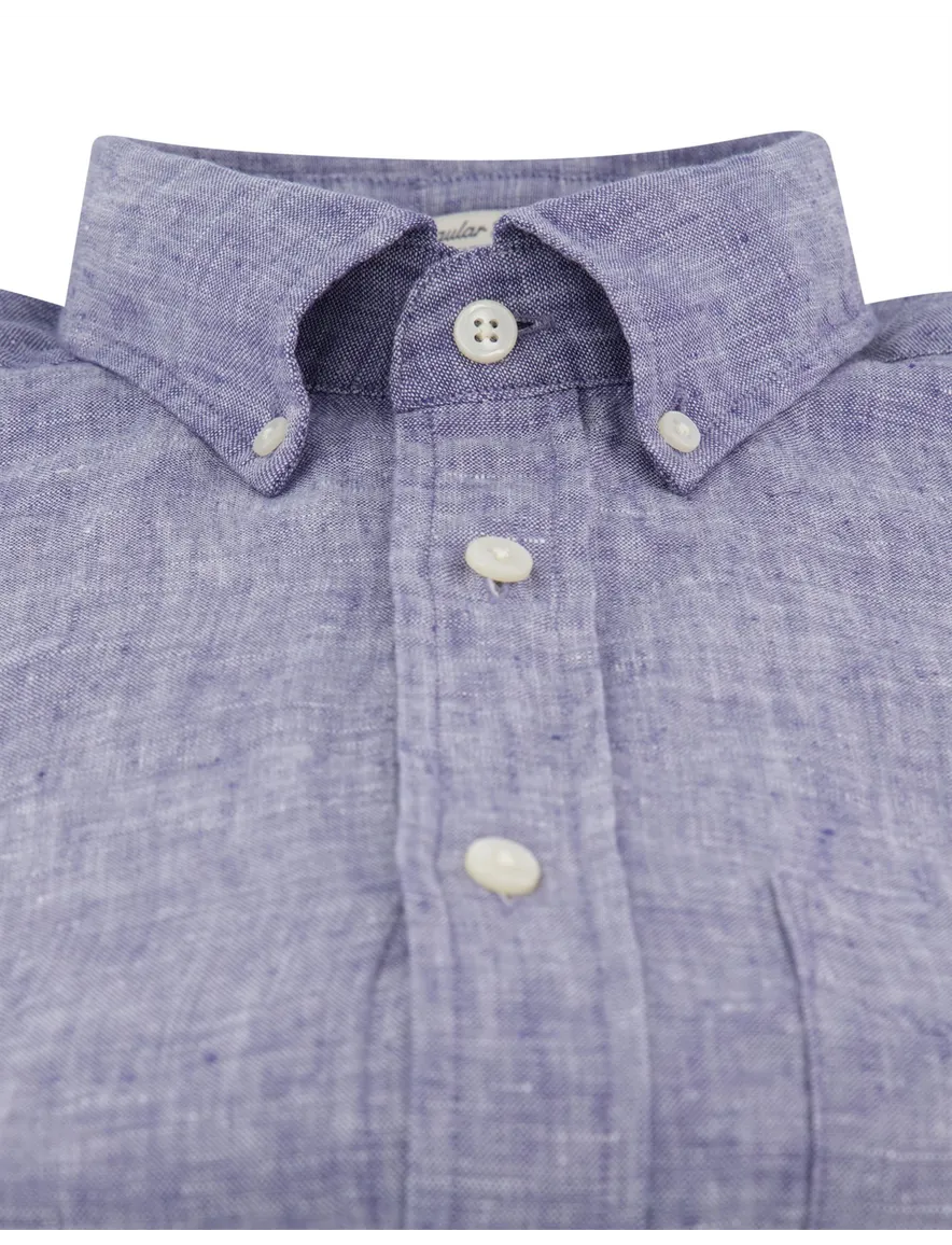 Gant overhemd donkerblauw linnen