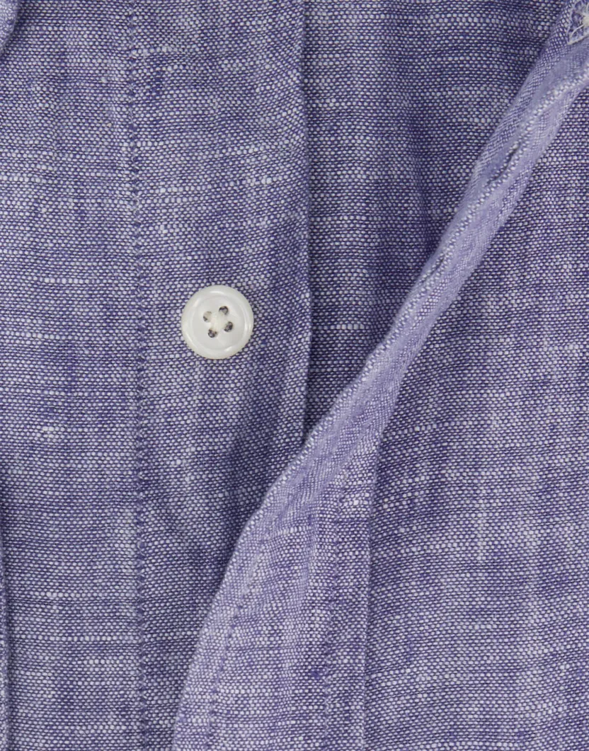 Gant overhemd donkerblauw linnen gemêleerd